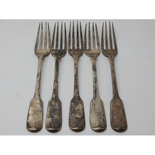 172 - Paul Storr: Set of 5 George III Silver Dinner Forks Hallmarked London 1816 by Paul Storr: Length 20.... 