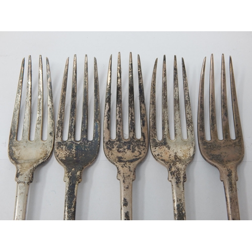 172 - Paul Storr: Set of 5 George III Silver Dinner Forks Hallmarked London 1816 by Paul Storr: Length 20.... 