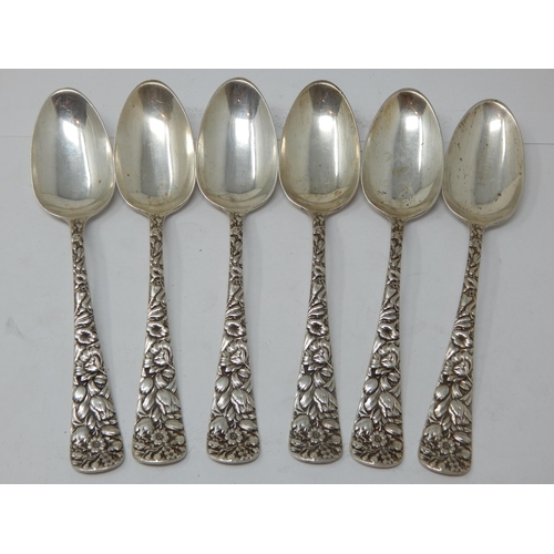 174 - A Set of 6 Sterling Silver Spoons: Length 15cm: Weight 150g