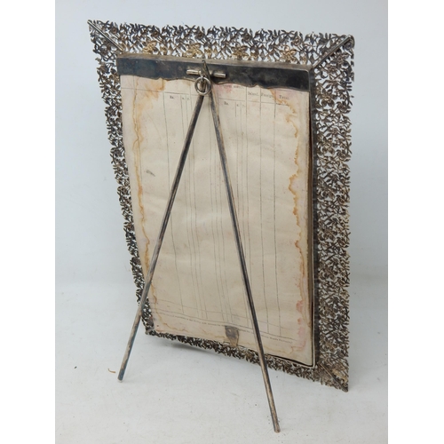 177 - A Large White Metal Easel Table Mirror 37cm x 24.5cm together with Two Hallmarked Silver Photograph ... 