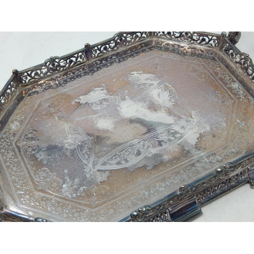 180 - Victorian Gothic Revival Silver Plated Two Handled Tray by Phillip Ashberry: Width 40cm