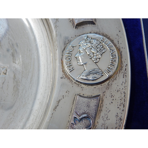 158 - Silver commemorative rose water dish, inscribed in Celtic text with '1000 Years Of English Monarchy,... 