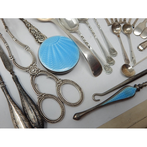 164 - A Quantity of Hallmarked Silver Items Including Spoons, Manicure Items etc: Weighable Silver 202g