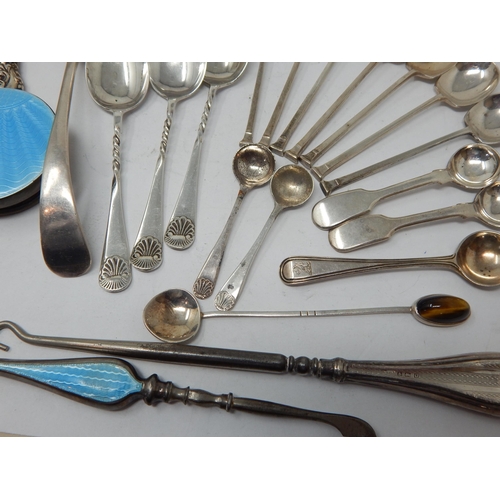 164 - A Quantity of Hallmarked Silver Items Including Spoons, Manicure Items etc: Weighable Silver 202g