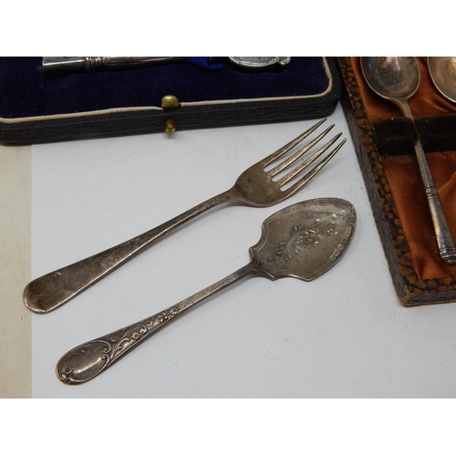 167 - A Quantity of Hallmarked Silver together with some silver plated wares: Weighable silver 182g