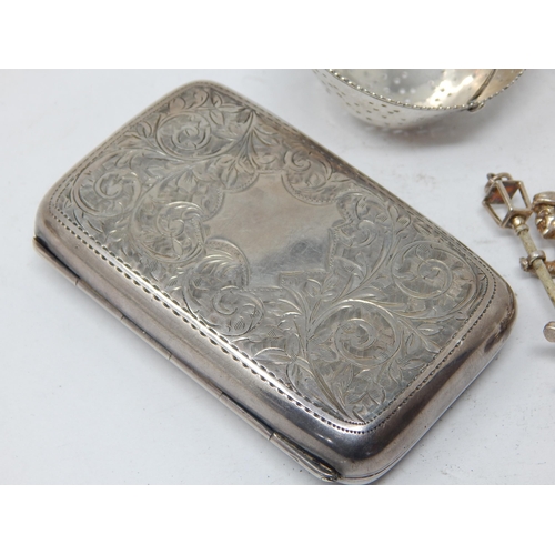 168 - Silver Cigarette Case Hallmarked Birmingham 1903 by William Henry Sparrow, Articulated Silver Drunke... 