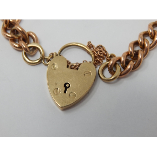 276 - 9ct Yellow Gold Gate Bracelet with padlock clasp & safety chain: Weight 20.52g