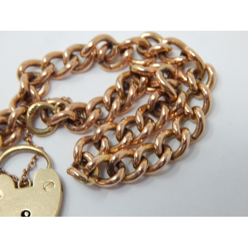 276 - 9ct Yellow Gold Gate Bracelet with padlock clasp & safety chain: Weight 20.52g