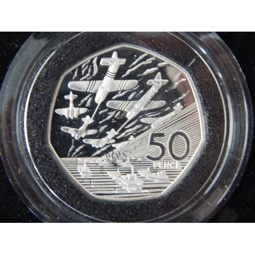 60 - Royal Mint Silver Proof Piedfort 50p Coins (3) NHS, RAF & Public Libraries together with a Silver Pr... 