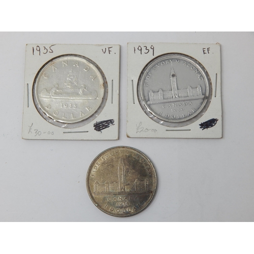 68 - Canadian Silver Dollars: 1934, 1935, 1939