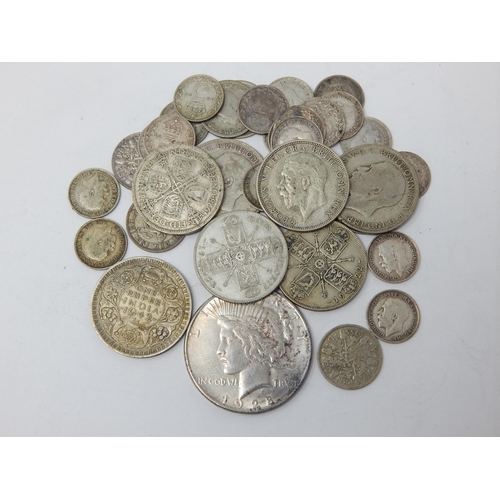 70 - Silver Florins, Silver Sixpences & Threepences together with a Silver One Rupee & a Silver Dollar 19... 