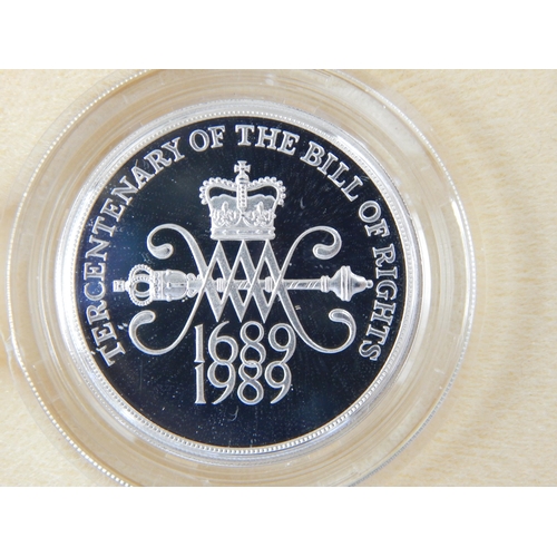 76 - Royal Mint 1989 £2 Silver Proof Piedfort Two Coin Collection: Claim of Rights & Bill of Rights in Ca... 