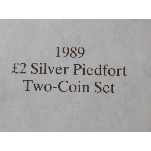 76 - Royal Mint 1989 £2 Silver Proof Piedfort Two Coin Collection: Claim of Rights & Bill of Rights in Ca... 