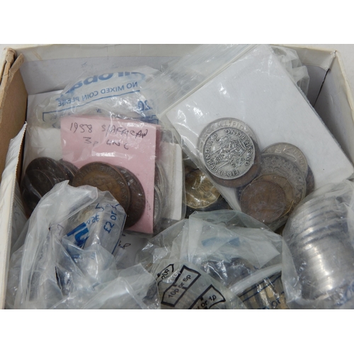 81 - Box containing a large quantity of unsorted coinage, some identified and some in original purchase e... 