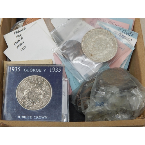 82 - Box containing a large quantity of unsorted coinage, some identified and some in original purchase e... 