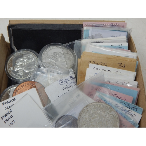 82 - Box containing a large quantity of unsorted coinage, some identified and some in original purchase e... 