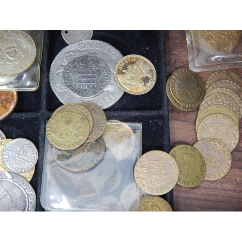 86 - Box containing a quantity of copy coinage together with a quantity of further unsorted coinage (lot)