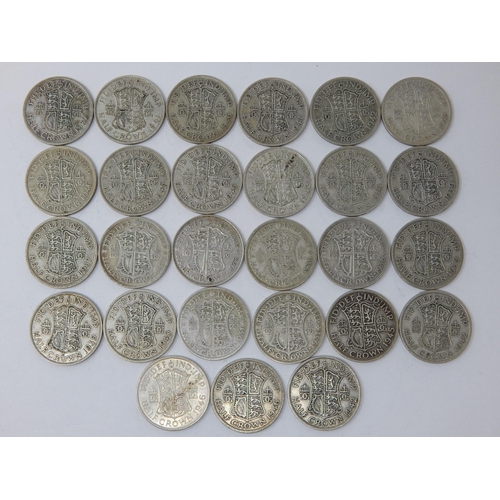 89 - Quantity of Pre-1947 KGV/KGVI Silver Half Crowns (27) Weight 374g