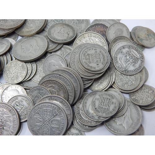 90 - Quantity of Pre-1947 KGV/KGVI Silver Florins/Shillings, Sixpences, Threepences: Weight 598g