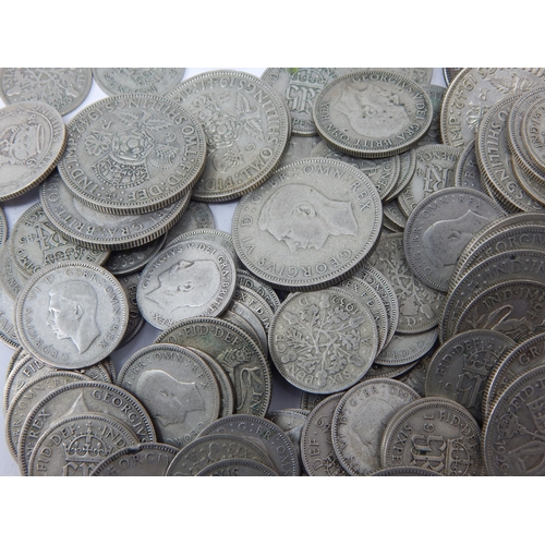 90 - Quantity of Pre-1947 KGV/KGVI Silver Florins/Shillings, Sixpences, Threepences: Weight 598g