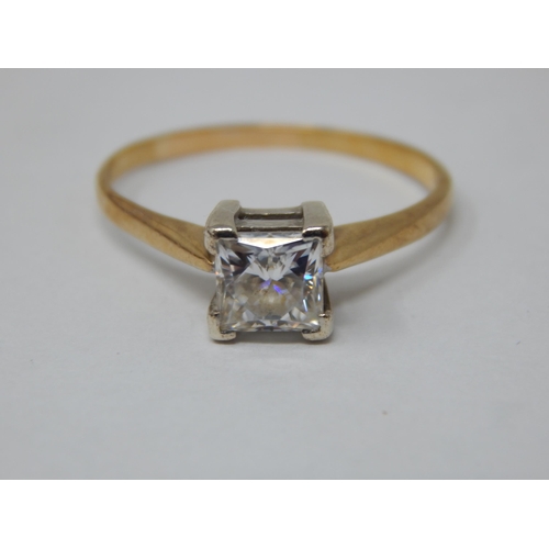 9ct Yellow Gold Moissanite Solitaire Ring 1.0ct: Size Q: Gross weight 2.05g