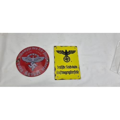 528 - 2 old nazi enamel wall signs