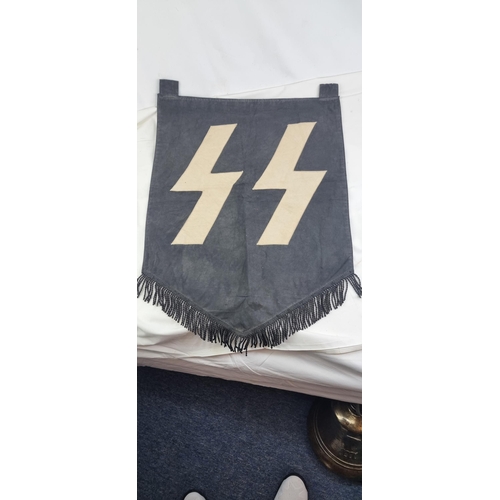 Nazi SS podium banner with tassels approx 26 x 19 inches