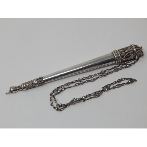 151 - Silver Russian Orthodox Torah Pointer 15.5cm with Attached Chain 42cm