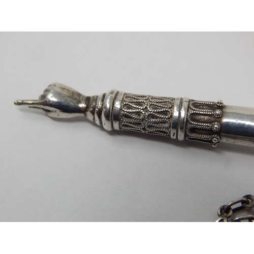 151 - Silver Russian Orthodox Torah Pointer 15.5cm with Attached Chain 42cm