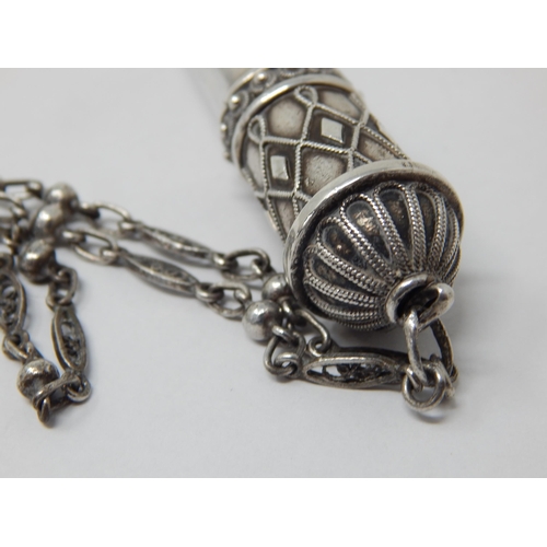 151 - Silver Russian Orthodox Torah Pointer 15.5cm with Attached Chain 42cm