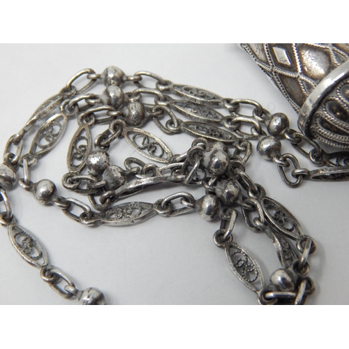 151 - Silver Russian Orthodox Torah Pointer 15.5cm with Attached Chain 42cm