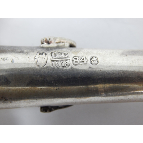 154 - Judaica: Silver Torah Pointer with Cockerel Finial: Set with a Red Cabochon: Measuring 15cm: Marked ... 