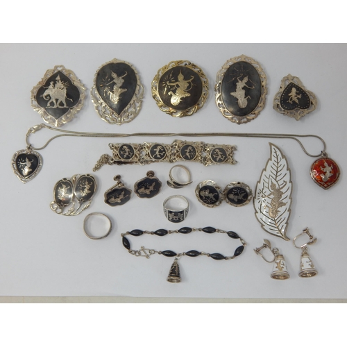 161 - A Large Collection of Thai Sterling Silver Jewellery Including Brooches, Earrings, Necklaces, Bracel... 