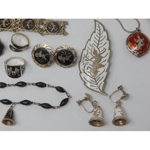 161 - A Large Collection of Thai Sterling Silver Jewellery Including Brooches, Earrings, Necklaces, Bracel... 
