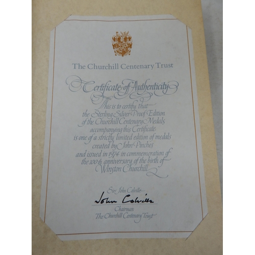 81 - THE CHURCHILL CENTENARY MEDAL COLLECTION 1974 comprising 24 sterling silver proof medals 40mm in a p... 