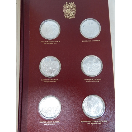 81 - THE CHURCHILL CENTENARY MEDAL COLLECTION 1974 comprising 24 sterling silver proof medals 40mm in a p... 