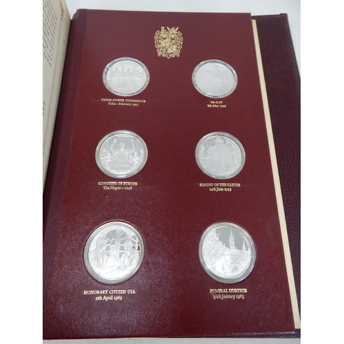 81 - THE CHURCHILL CENTENARY MEDAL COLLECTION 1974 comprising 24 sterling silver proof medals 40mm in a p... 