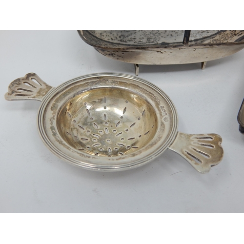 115 - Group of Hallmarked Silver to Include Tea Strainer, Trug Shaped Basket, Pin Tray: Various Dates & Ma... 