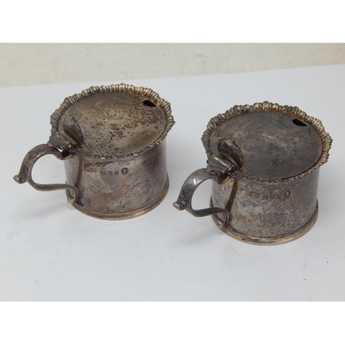 119 - Pair of Silver Mustard Pots (No Liners) Hallmarked London 1935 by Birch & Gaydon: Weight 184g