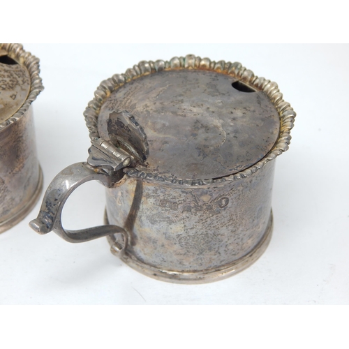 119 - Pair of Silver Mustard Pots (No Liners) Hallmarked London 1935 by Birch & Gaydon: Weight 184g