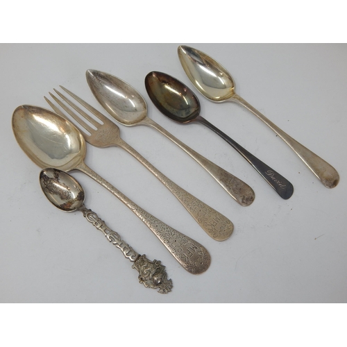 123 - Group of Hallmarked Silver Spoons & Fork: Various Dates & Makers: Weight 142g