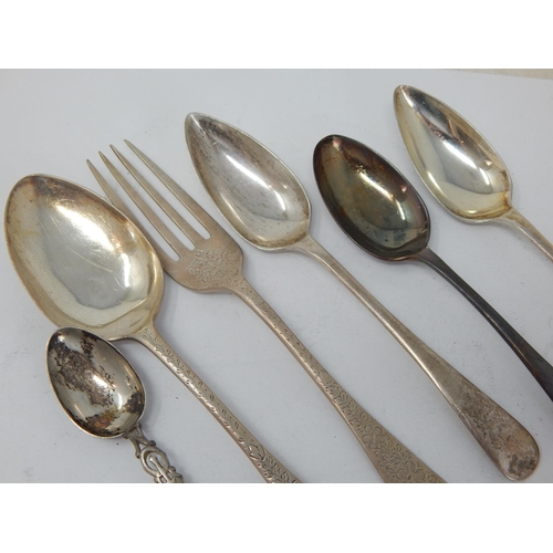 123 - Group of Hallmarked Silver Spoons & Fork: Various Dates & Makers: Weight 142g