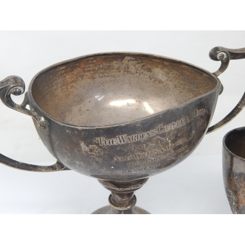 131 - Two Hallmarked Silver Trophy Cups A/F: Various Dates & Makers: Weight 446g