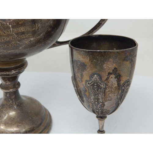 131 - Two Hallmarked Silver Trophy Cups A/F: Various Dates & Makers: Weight 446g