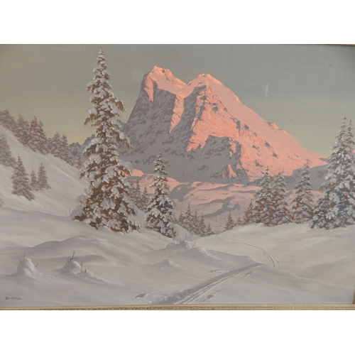 504 - HANS BARMA (Austrian 1903-1978) Oil of Mountain Range: Signed lower left: Framed: Measuring 102cm x ... 