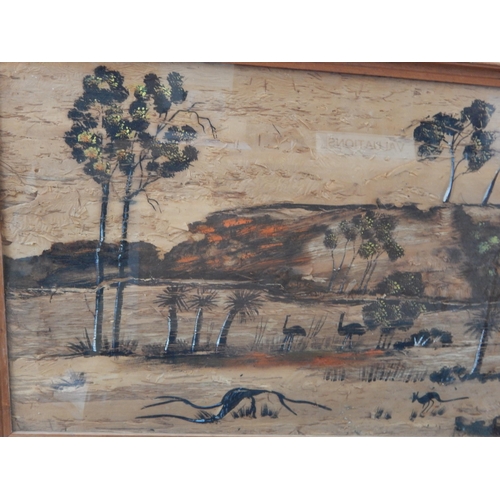 518 - Australian: Cork Landscape in Relief of The Australian Outback: Framed & Glazed: 65cm x 42cm