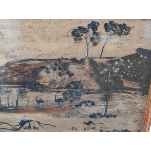 518 - Australian: Cork Landscape in Relief of The Australian Outback: Framed & Glazed: 65cm x 42cm