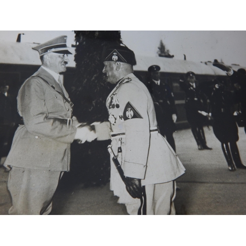 538 - WWII: 2 x B&W Photographs of Adolf Hitler & Mussolini at The Olympic Stadium in Berlin together with... 