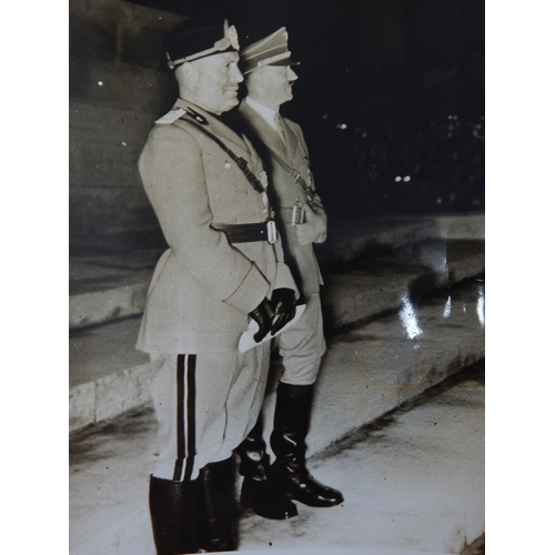 538 - WWII: 2 x B&W Photographs of Adolf Hitler & Mussolini at The Olympic Stadium in Berlin together with... 