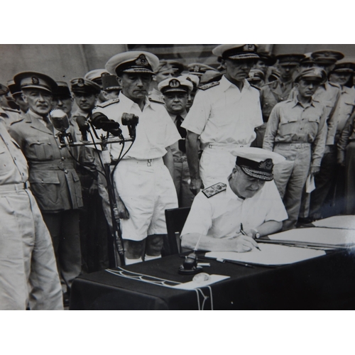 539 - WWII: A Quantity of B&W Photographs showing the signing of the surrender by the Japanese aboard the ... 